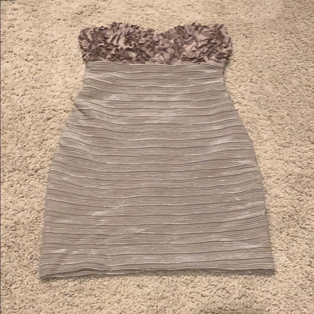 Beige Dress with ruffle top